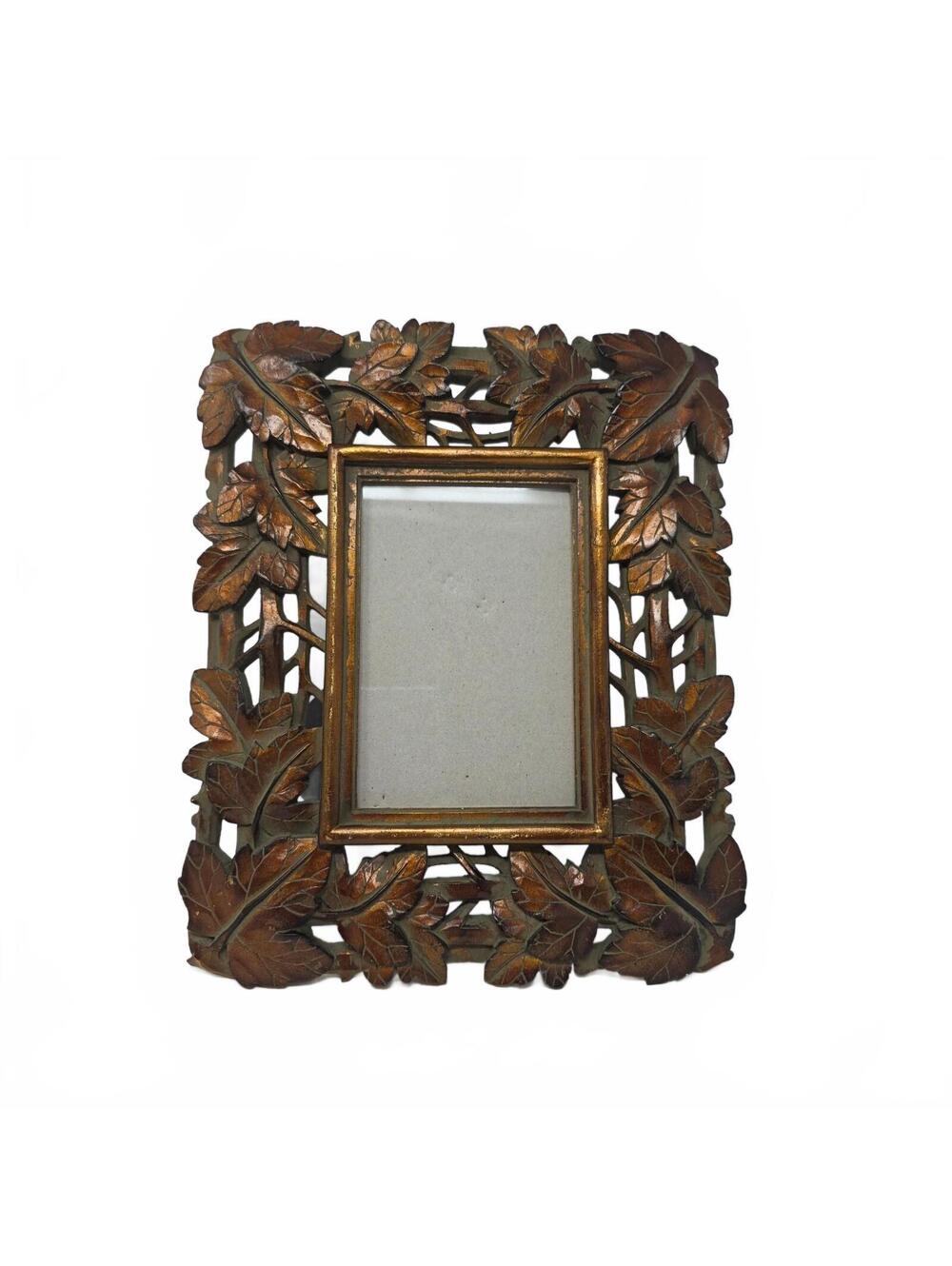 Bronze Tone Leaf and Vine Resin Picture Frame Ornate Botanical Fall Decor